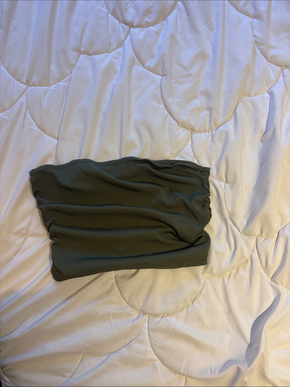 Olive Green Ribbed Bandeau Top